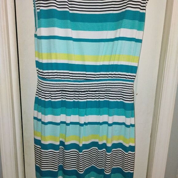 LOFT Blue and Green Sleeveless Sundress - Picture 7 of 11